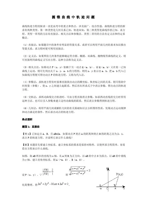 圆锥曲线中轨迹问题