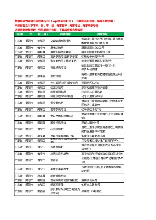 2020新版广东省揭阳市烘培坊工商企业公司商家名录名单黄页联系电话号码地址大全41家