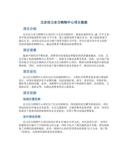 北京活力东方购物中心项目提案(DOC)