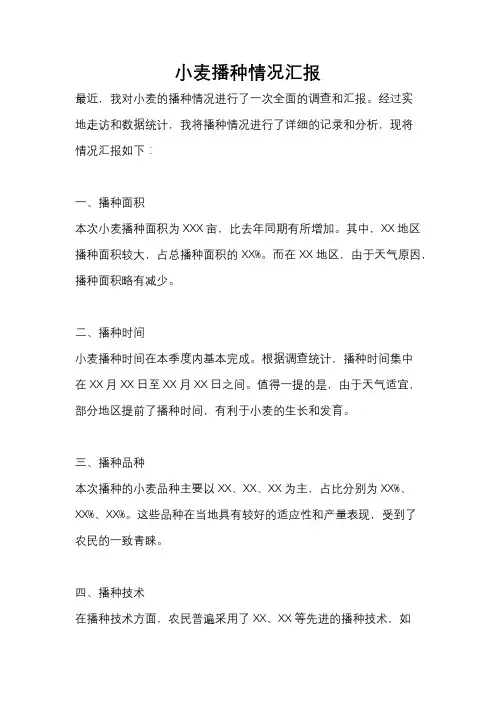 小麦播种情况汇报
