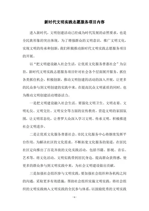 新时代文明实践志愿服务项目内容