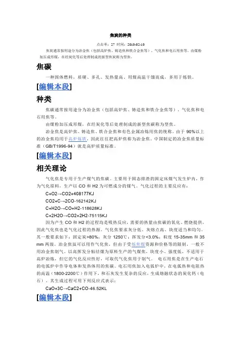焦炭的种类