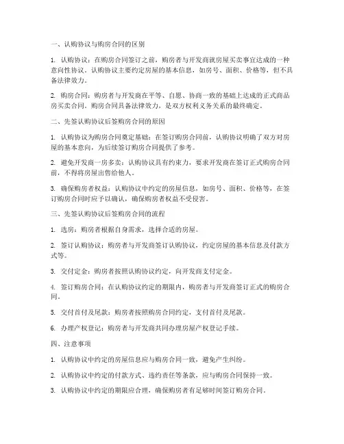 先签认购协议后签购房合同
