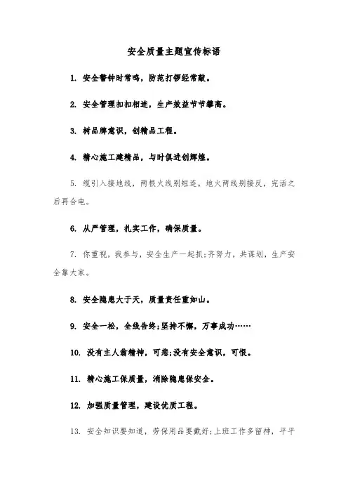 安全质量主题宣传标语(三篇)