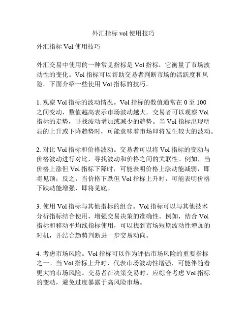 外汇指标vol使用技巧