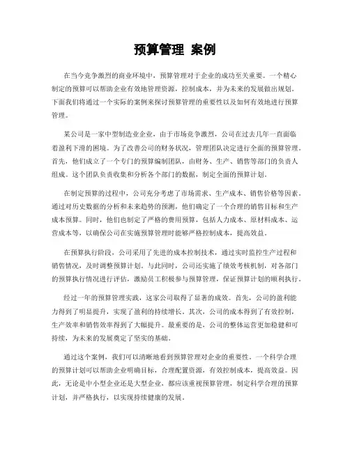 预算管理 案例