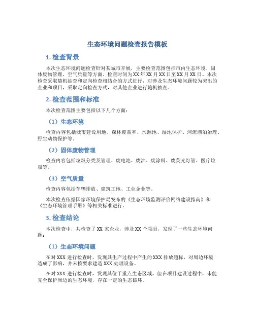 生态环境问题检查报告模板