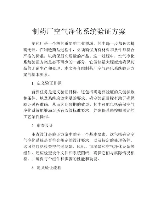 制药厂空气净化系统验证方案