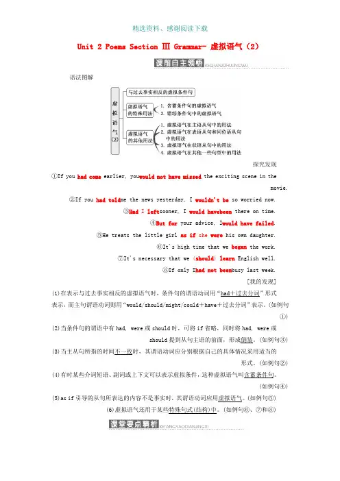高中英语Unit2PoemsSectionⅢGrammar_虚拟语气2教学案新人教版选修6