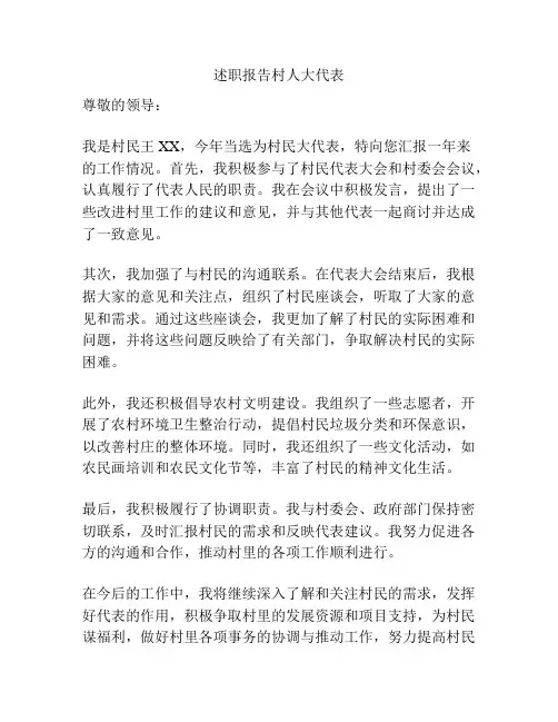 述职报告村人大代表