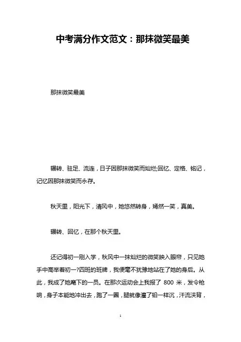 中考满分作文范文：那抹微笑最美