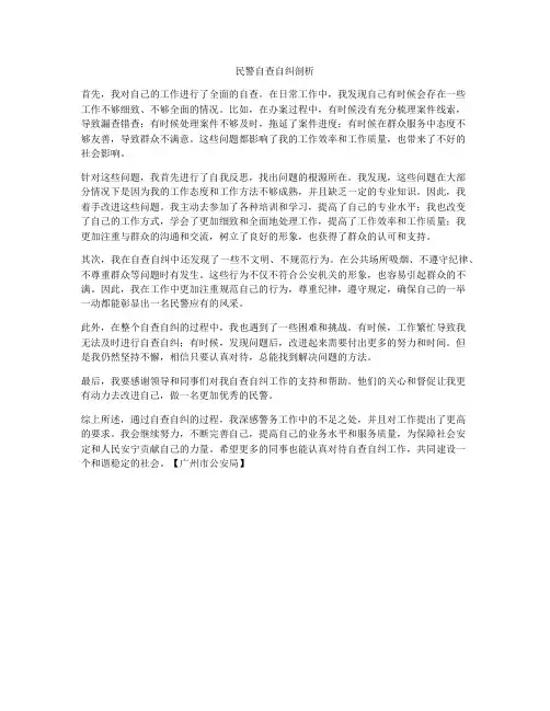 民警自查自纠剖析