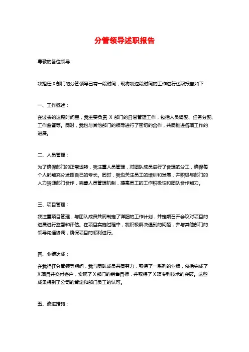 分管领导述职报告