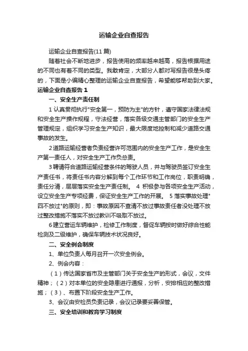 运输企业自查报告