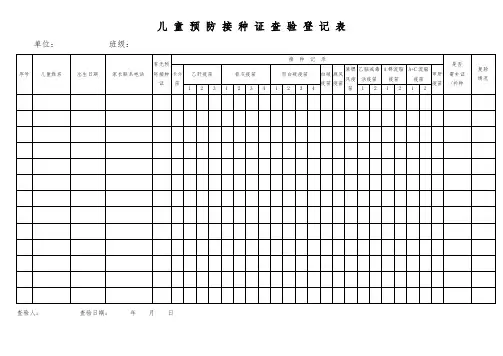预防接种证查验登记表