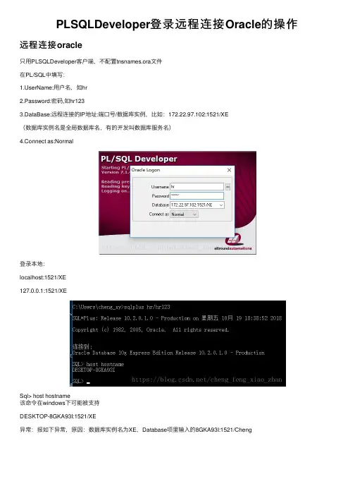 PLSQLDeveloper登录远程连接Oracle的操作
