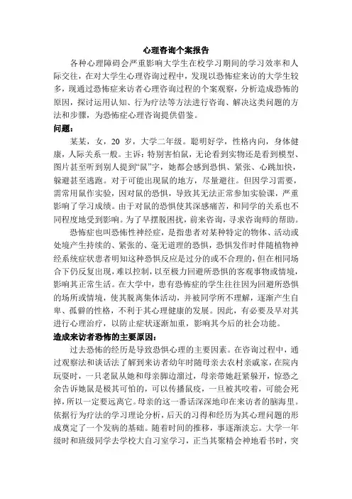 心理咨询个案报告