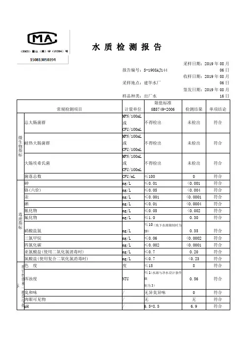 水质检测报告