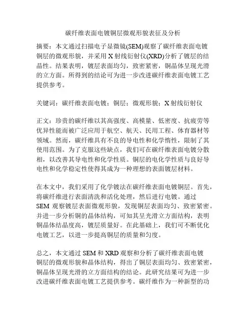 碳纤维表面电镀铜层微观形貌表征及分析