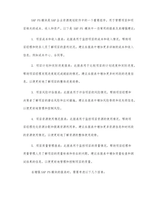 团子学sap ps ps模块常用报表介绍及增强建议