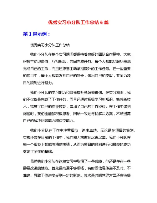 优秀实习小分队工作总结6篇