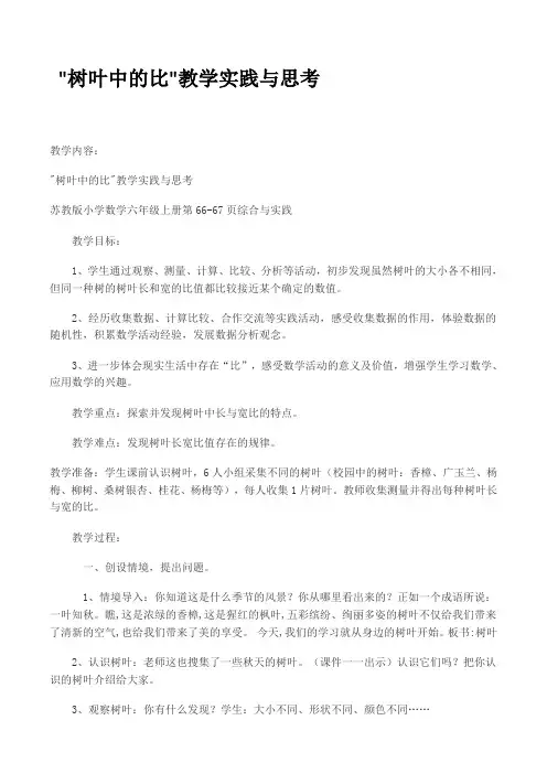 “树叶中的比”教学实践与思考
