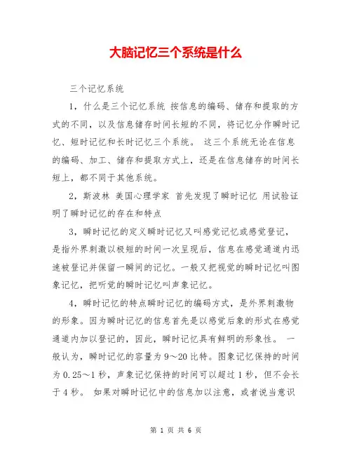 大脑记忆三个系统是什么