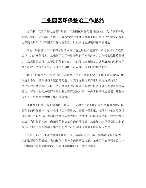 工业园区环保整治工作总结