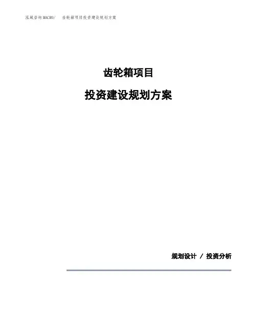 齿轮箱项目投资建设规划方案(模板)
