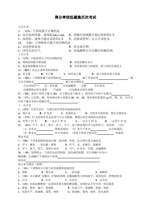 最全最完整初三化学易错题集