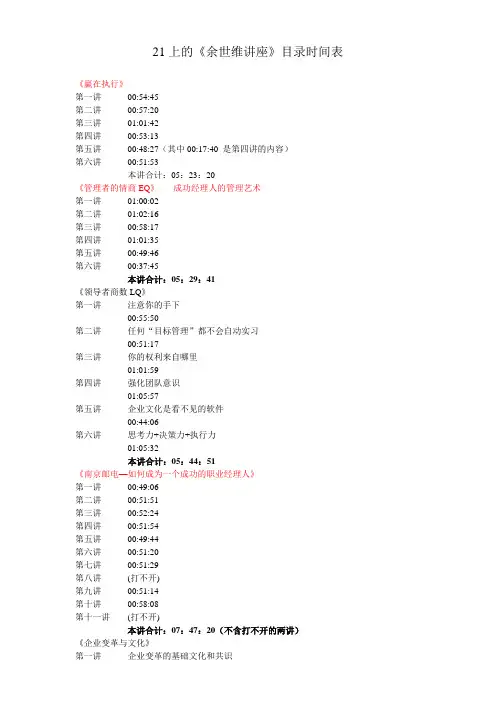 《余世维》所有课程目录