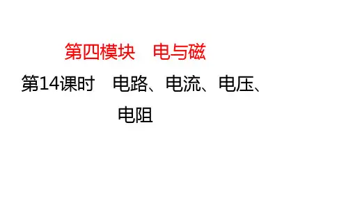 中考物理一轮复习课件：第14课时 电路、电流、电压、电阻