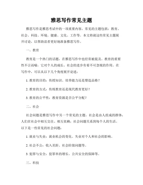 雅思写作常见主题