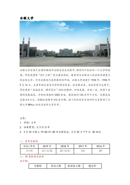 安徽地区MPAcc院校分析—安徽大学