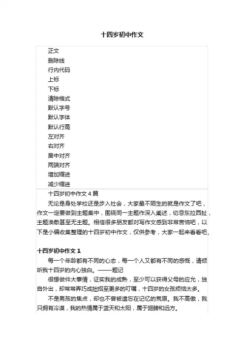 十四岁初中作文