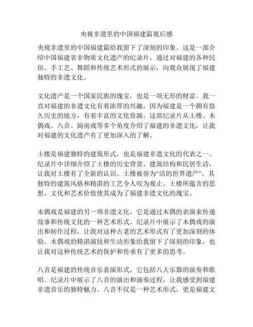 央视非遗里的中国福建篇观后感