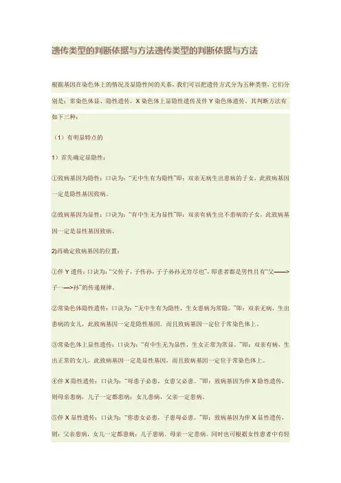 遗传类型的判断依据与方法遗传类型的判断依据与方法