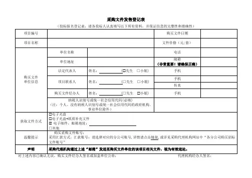 采购文件发售登记表