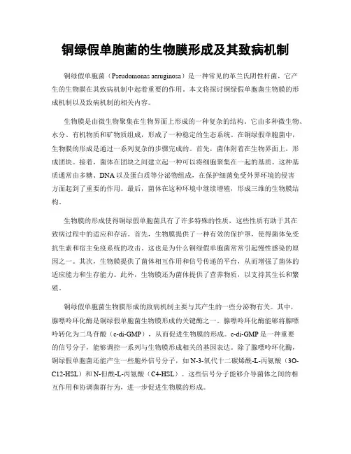 铜绿假单胞菌的生物膜形成及其致病机制