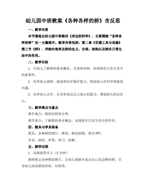 幼儿园中班教案《各种各样的桥》含反思