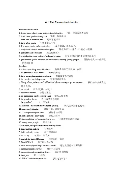江苏译林版牛津英语8BUnit_7_单元知识点(可编辑修改word版)