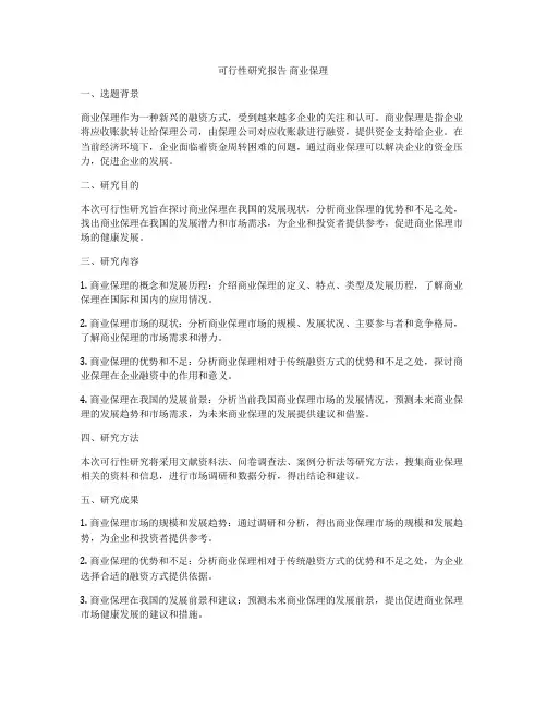 可行性研究报告 商业保理