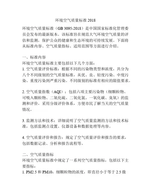 环境空气质量标准2018