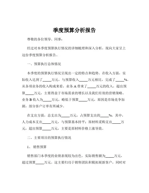 季度预算分析报告