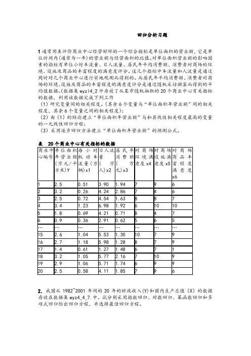 回归分析SPSS习题答案.doc