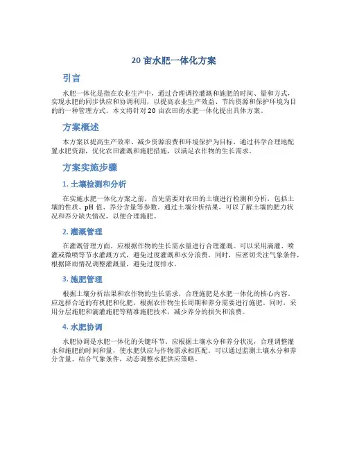 20亩水肥一体化方案