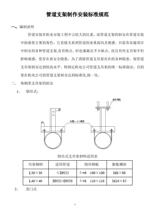 管道支架制作安装标准规范-管道支架规范