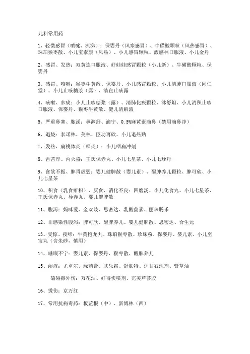 儿童用药大全