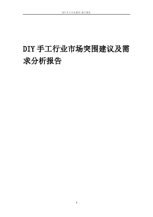 2023年DIY手工行业市场突围建议及需求分析报告