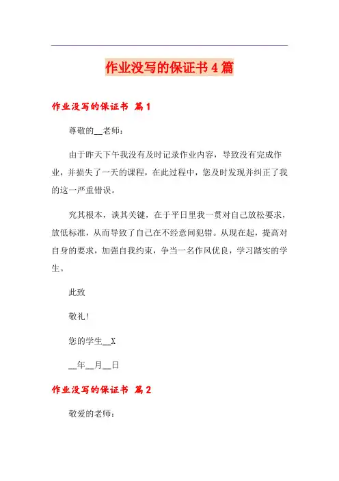 作业没写的保证书4篇